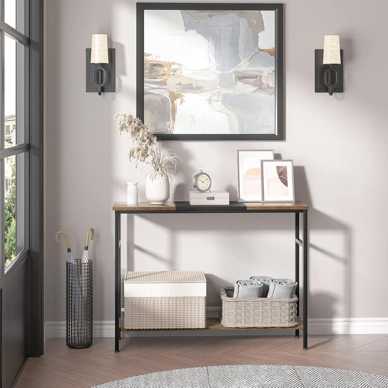 Narrow and Thin Sofa Table with Adjustable Shelves