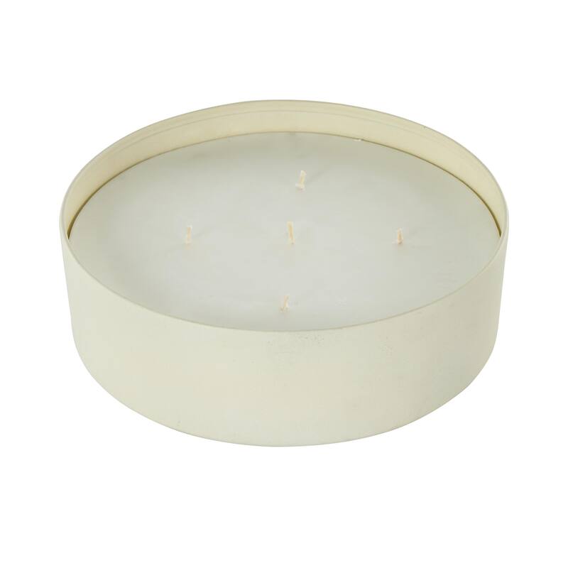 Cream, Black or Beige Metal Scented Textured 59oz 5 Wick Decorative Candle with White Wax