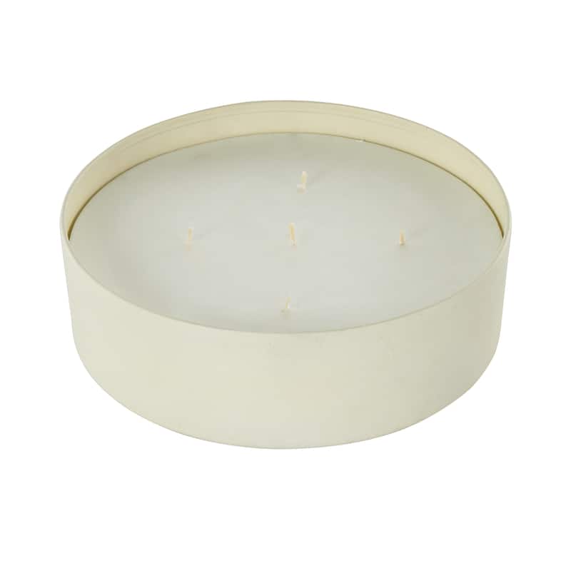 Metal Scented Textured 59oz 5 Wick Decorative Candle with White Wax - Cream, Black or Beige - Roche River Decor