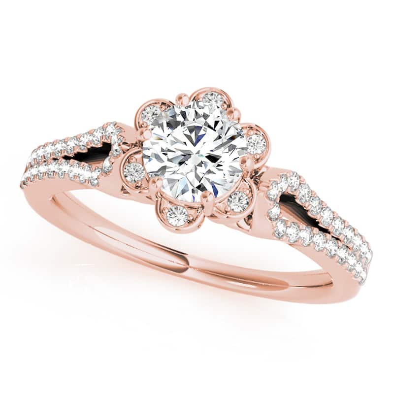 Auriya 14k Rose Gold Lab Grown Round Diamond Halo Engagement Ring 0.50 to 5.00 ct. tw. (F-G VS) - 1.50 ct. center - 8.5