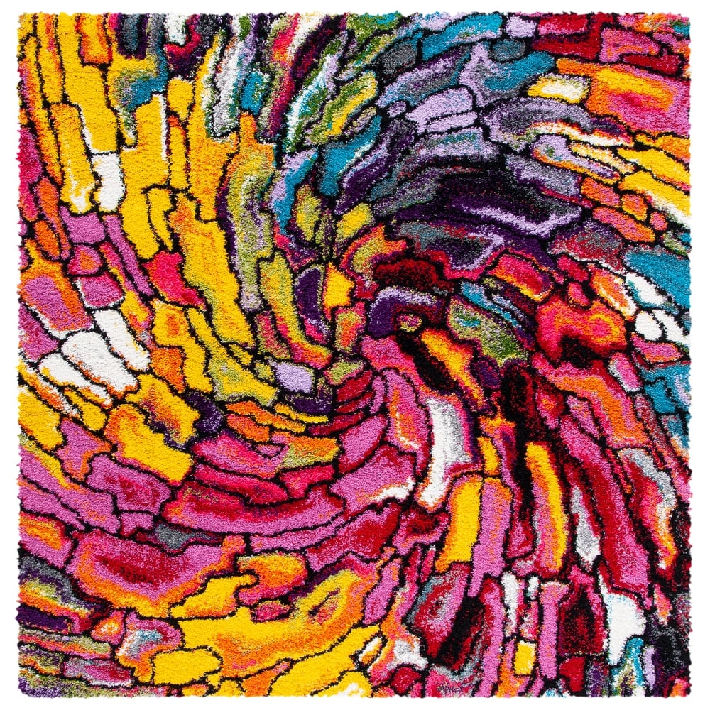 SAFAVIEH Fiesta Shag Victorina Abstract Rainbow Rug