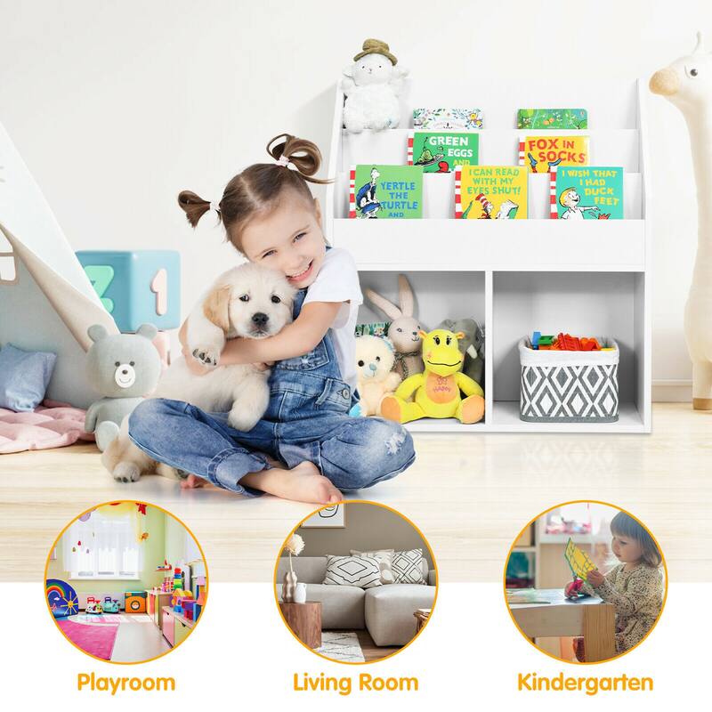 Gymax Kids Wooden Bookshelf Bookcase Children Toy Storage Cabinet - See Details