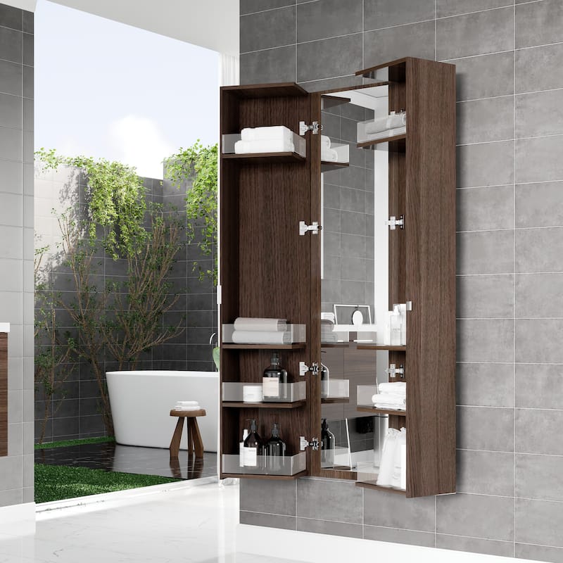 Eviva Luxurious 16"W x 16"D x 67"H Wall-Mounted Linen Cabinet