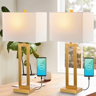 Lucie 28.5" Vintage Industrial Iron LED Table Lamp with Pull-Chain and USB Charging Port, (Set of 2) by JONATHAN  Y