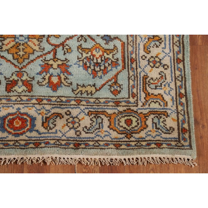 Blue Oushak Oriental Foyer Rug Hand-Knotted Wool Carpet - 4'0"x 6'0"