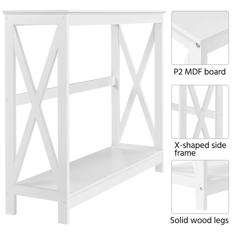 Yaheetech 2-Tier X-Design Console Table Console Tables for Entryway