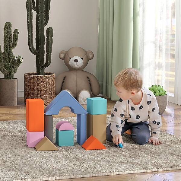 slide 2 of 9, Qaba Soft Play Set, 11 Piece Foam Blocks for Toddlers 6-72 Months, Foam Play Set for Child Development & Color Coordination Multi