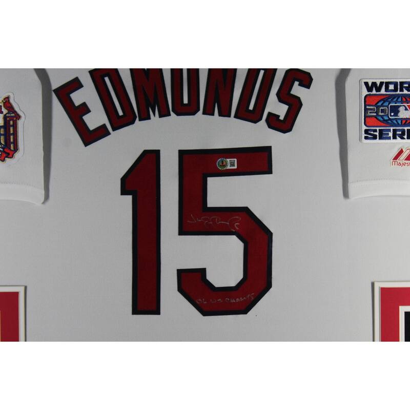 Jim Edmonds Autographed St Louis Cardinals Signed Majestic Baseball Framed Jersey 2006 WS CHAMPS Beckett Certified COA