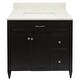 preview thumbnail 43 of 109, Vail 37" Bathroom Vanity with Cultured Marble Top Sink w/ Backsplash in White with White Basin Espresso - Lyra White