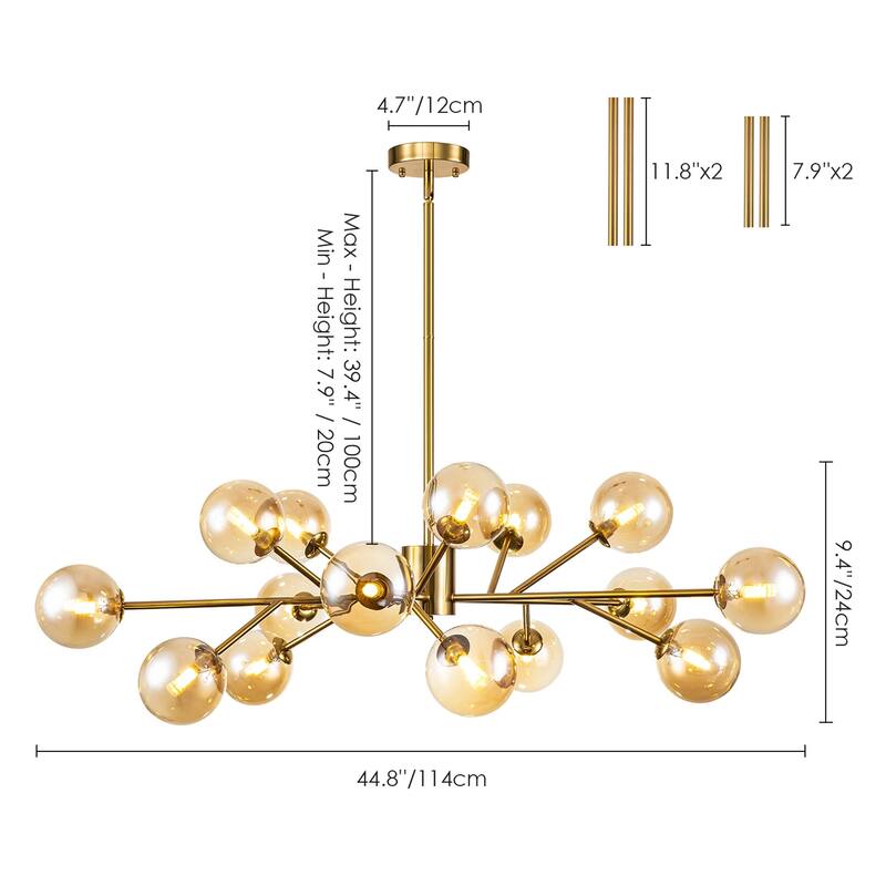 Modern Large Bubble Sputnik Chandelier in Black or Gold for Dining Room