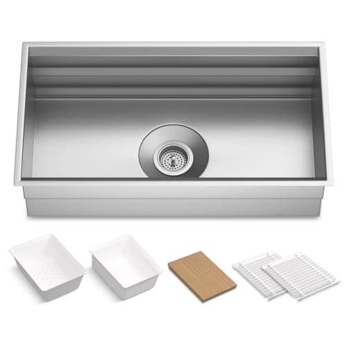 Kohler K-5540 Prolific 33" Single Basin Undermount Kitchen Sink with Silent Shield? and Accessories