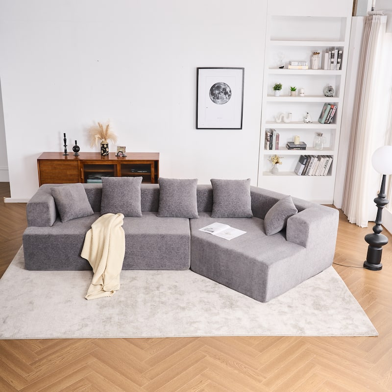 Grey Polyester Memory Foam Couch, No Assembly, Deep Seat, Modern Sofa