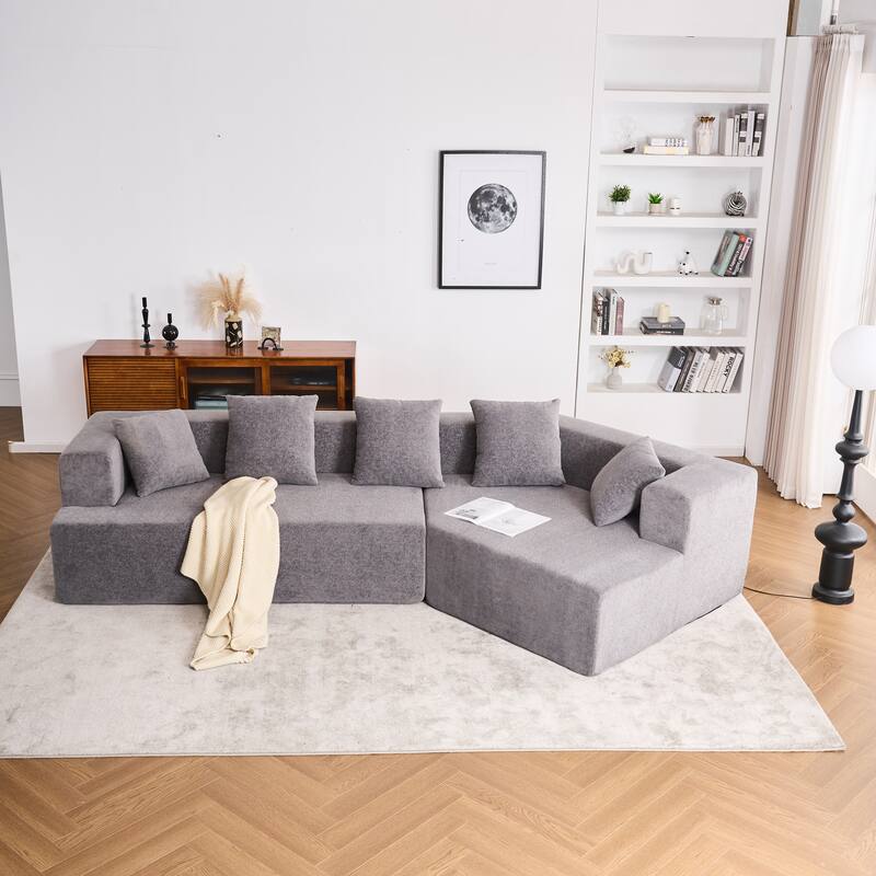 Special Shape Sleeper Sofa Chenille Floor Couch Deep Seat Recliner
