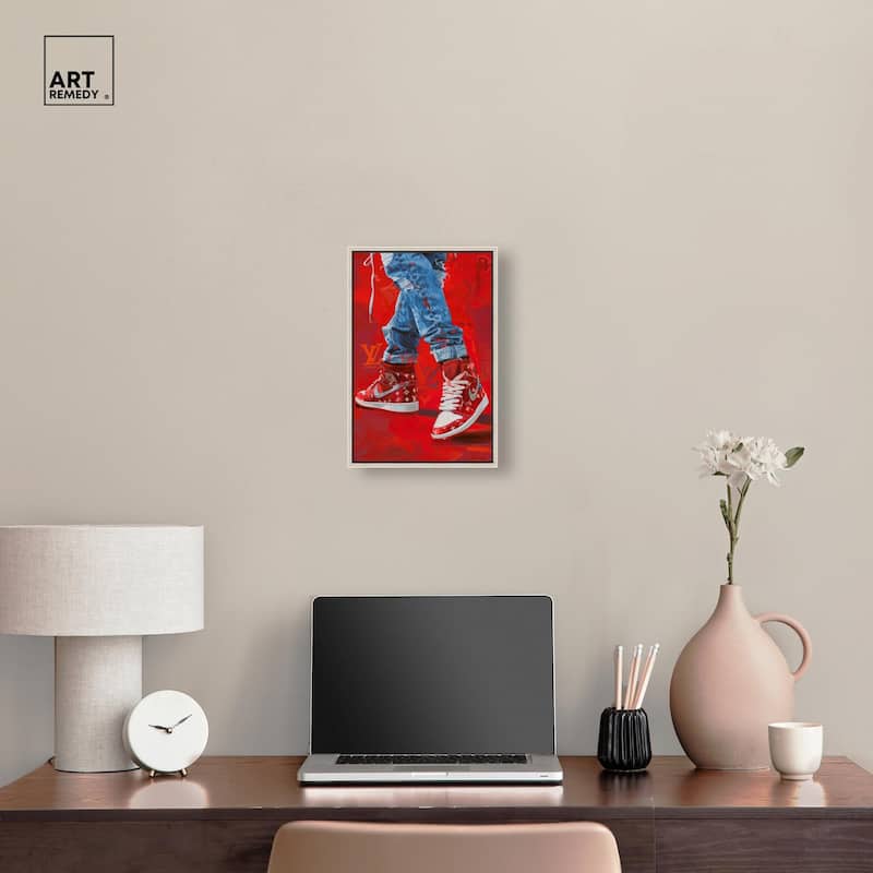 Bold Red Glam Sneakers Canvas by Art Remedy