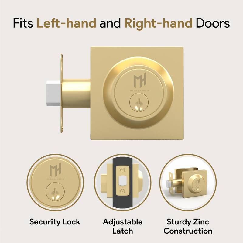 Mega Handles ROBELL Square Single Cylinder Keyed Deadbolt