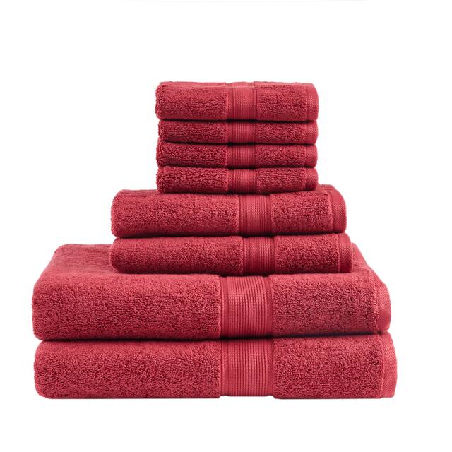 Madison Park Signature Cotton 8-piece Antimicrobial Towel Set - Red