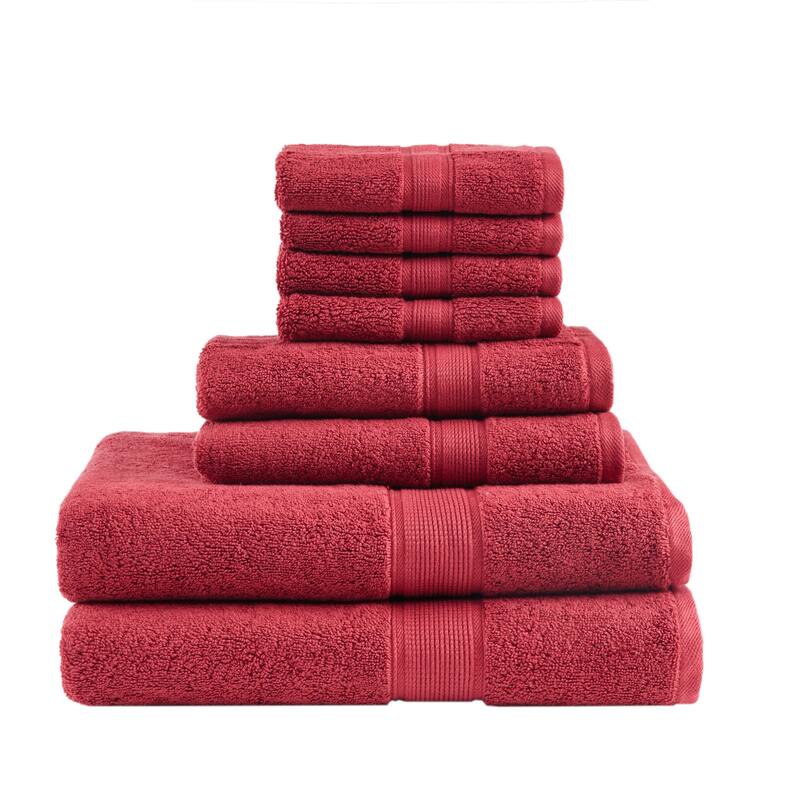 Madison Park Signature Cotton 8-piece Antimicrobial Towel Set - Red
