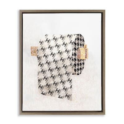 Stupell Fashion Glam Toilet Paper Designer Detailing Floater Frame - Off-White