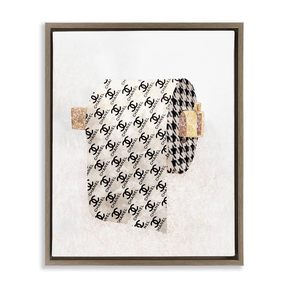 Stupell Fashion Glam Toilet Paper Designer Detailing Floater Frame - Off-White
