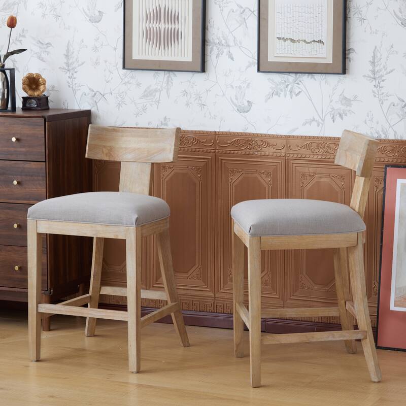 Fescue Upholstery Rubberwood 27-inch Height Barstool (set of 2) by Christopher Knight Home