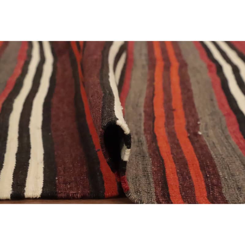 Hand Woven Oriental 100% Wool Carpet Southwestern Geometric Multi-Colored Kilim Area Rug - 8' 9'' X 5' 3''