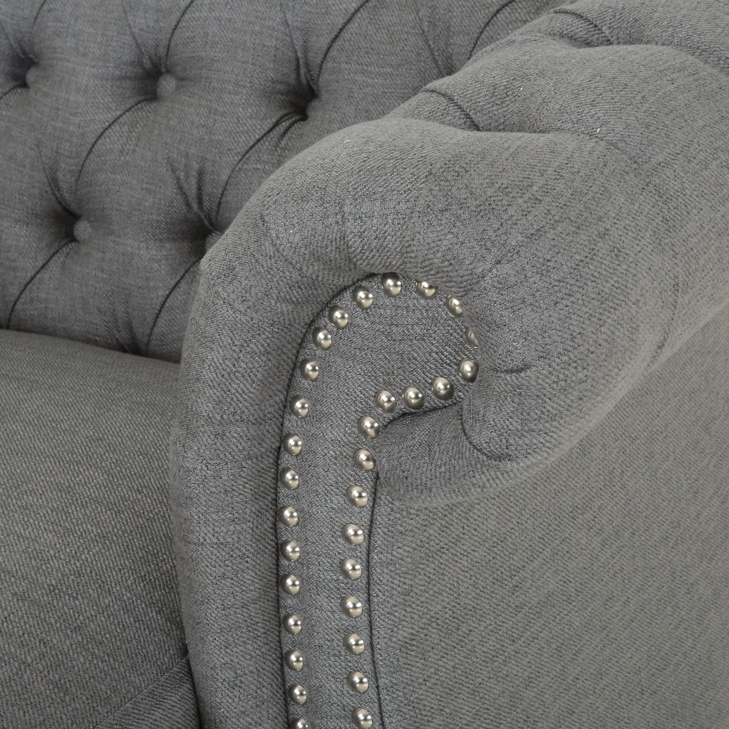 Lancelot Modern Glam Fabric Chesterfield Chaise Lounge by Christopher Knight Home