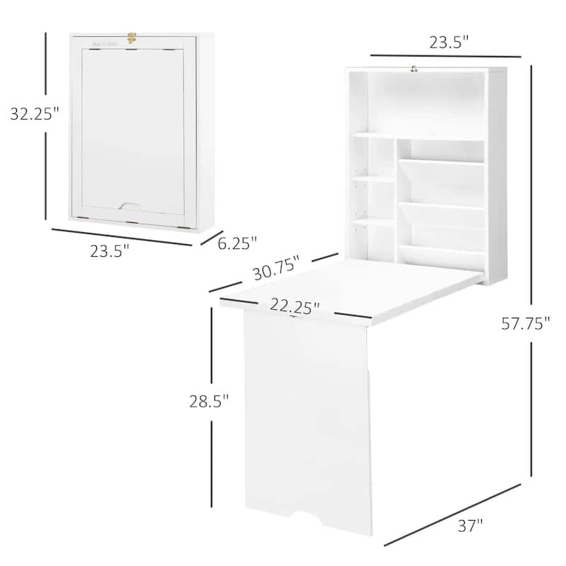 Wall Mounted Fold Out Convertible Desk, Multi-Function Floating Desk