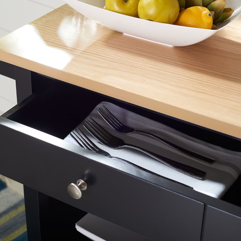 SAFAVIEH Daley 1-Drawer 2-Shelf Kitchen Bar Cart with Wheels - 39" W x 17.7" L x 36.2" H