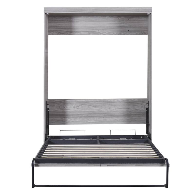 Murphy Bed Frame Full Size Platform Bed Folding Into Cabinet Bed Space Saving Foldable Bed with Pine Wood Slats Support