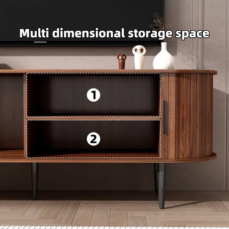Modern TV Stand with Sliding Door & Storage - Entertainment Center for Living Room or Bedroom