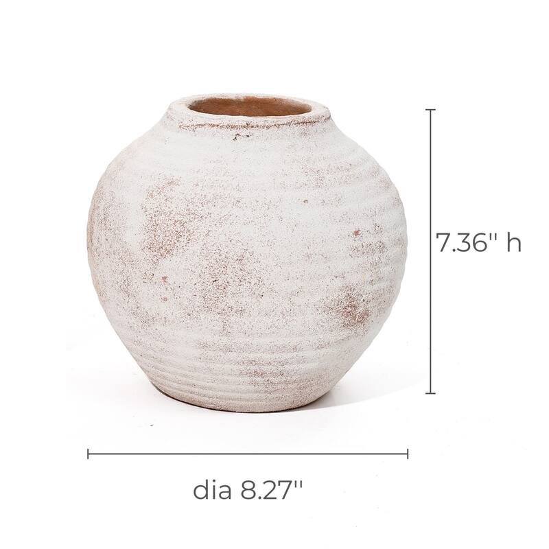 2-Piece Marble Brown and White Terracotta Vase Set