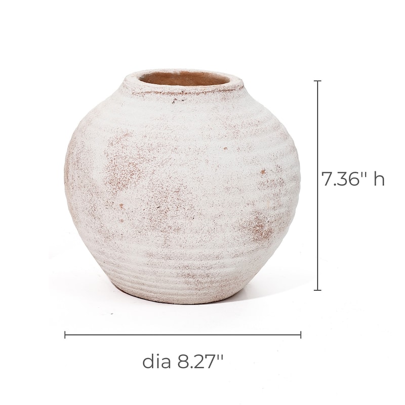Marble Brown and White 12.4-Inch Tall Terracotta Vase