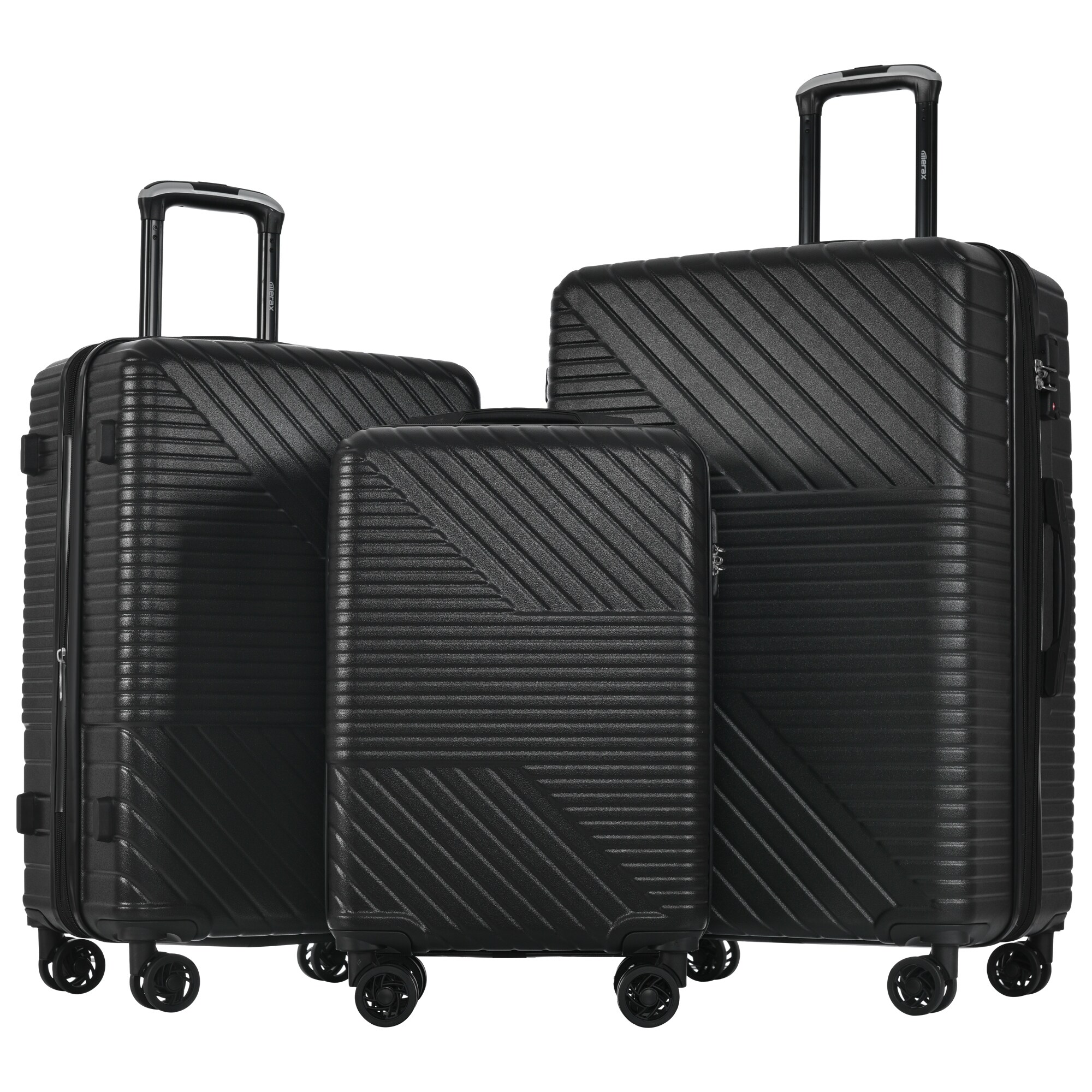 Hardshell Expand Luggage with TSA Lock Double Spinner 8 Wheel 3 PC Set Green