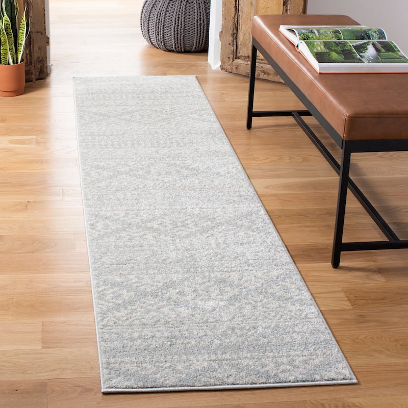 SAFAVIEH Tulum Bora Moroccan Boho Chic Area Rug - 2' x 21' Runner - Light Grey/Ivory