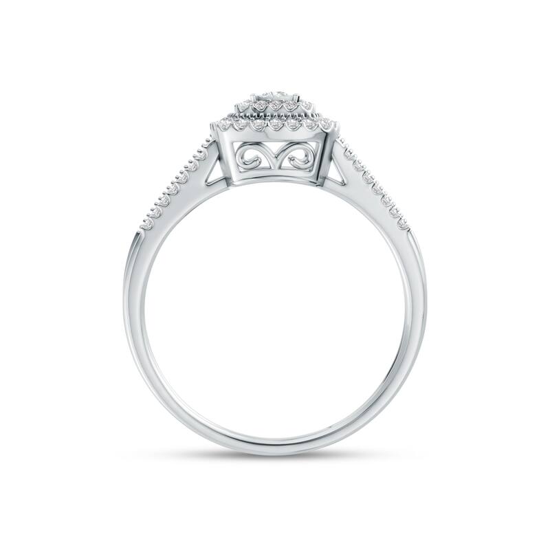 1/5ct TDW Diamond Cluster Ring in Silver for Women - White