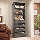 preview thumbnail 19 of 34, 80'' H x 21.3'' W Wood Standard Bookcase with 4 Drawers,Morden Freestanding Storage and Display Bookshelf