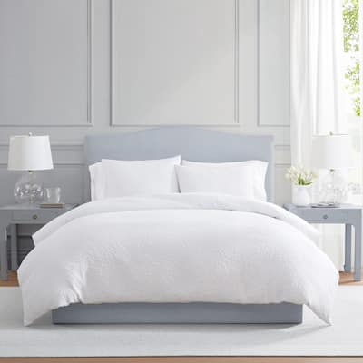 Martha Stewart Garden Trellis Cotton White Reversible Comforter Set
