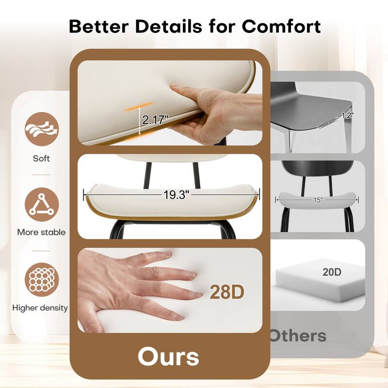 Faux Leather Upholstered Dining Chairs Set of 2/4 - 33.5"H x 19.3"W x 23"D