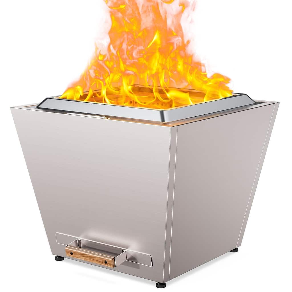Cyberpit One Pro 25 inch Smokeless Fire Pit, w/Pull-Out Ash Pan, Portable Outdoor Firepits