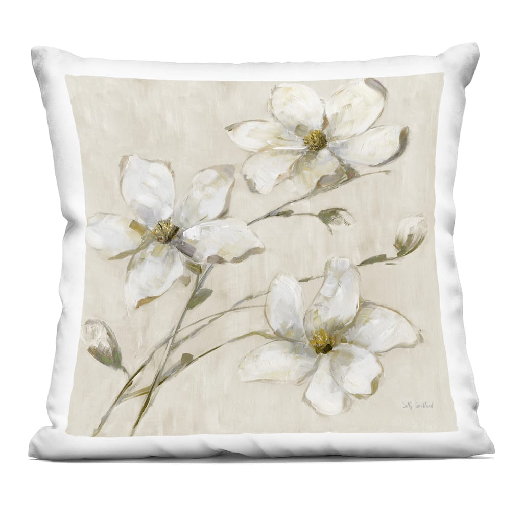 Stupell Neutral Tone Dogwood Flowers Decorative Printed Throw Pillow Design by Sally Swatland