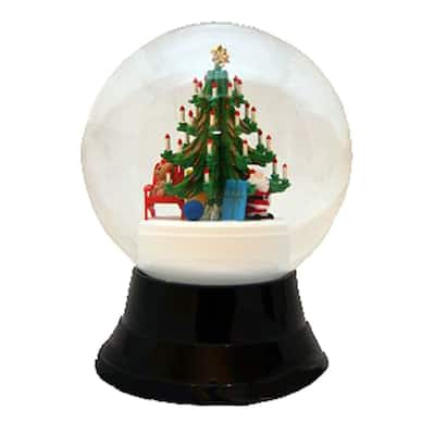 7" Black and Green Perzy Snow Globe Large Christmas Tree Decoration