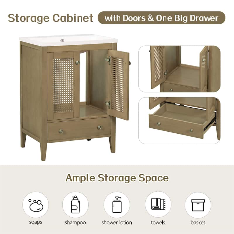 Bathroom Vanity without Sink Base Only Cabinet with Doors and Drawer