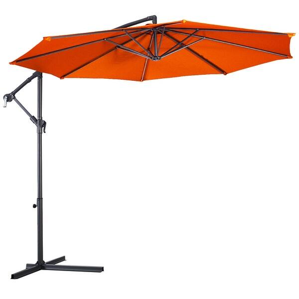 Shop Black Friday Deals On Costway 10 Ft Hanging Umbrella Patio Sun Shade Offset Outdoor Market Overstock 28975588