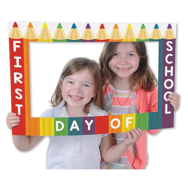 Club Pack of 12 First Day of School Digital Photo Fun Frame with Handheld Props 23.5" - N/A