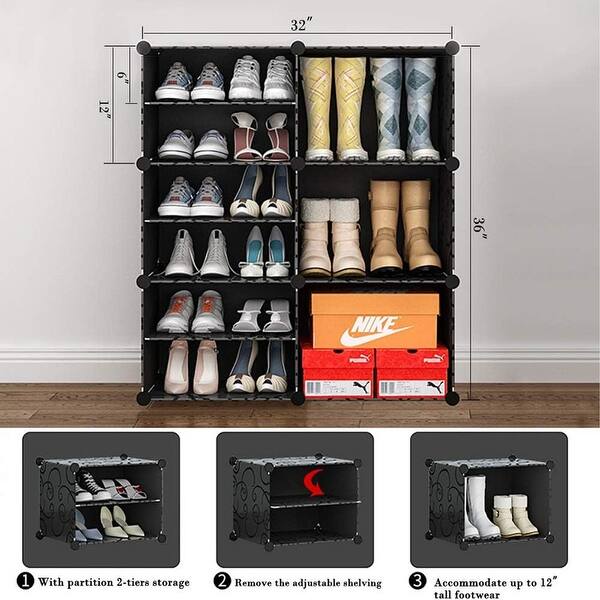 6 Tier Stackable Freestanding Shoe Cabinet with Adjustable Shelves Shoe ...