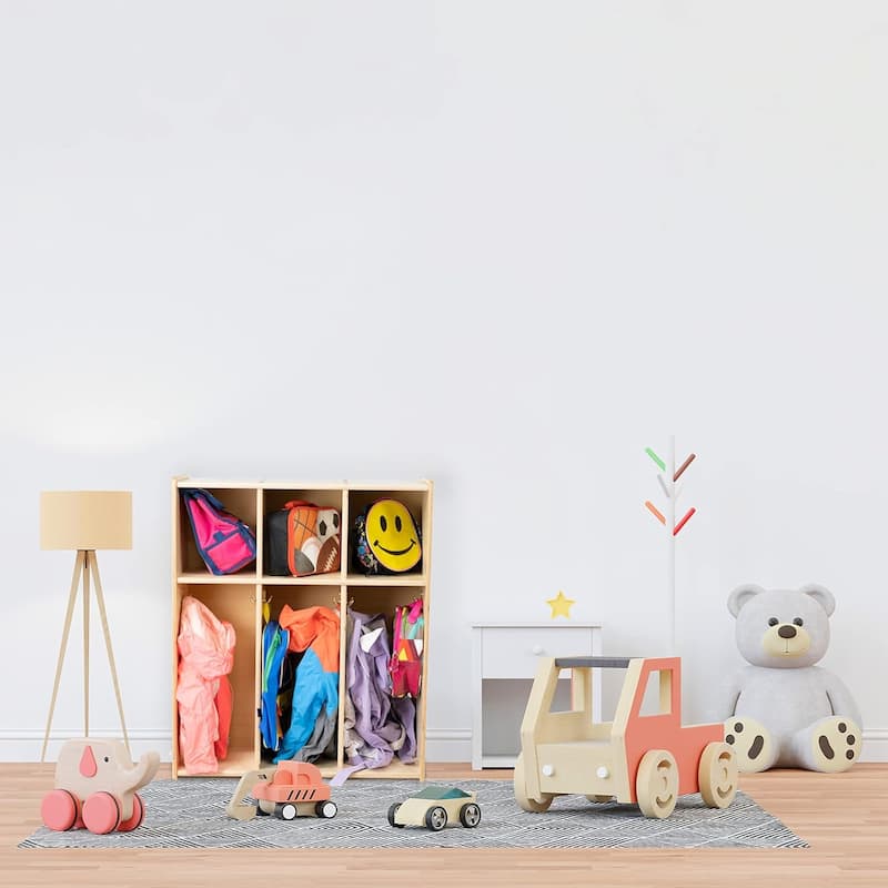 RRI Goods 3-Section Kids Coat Locker & Backpack Hanger, Montessori Cubby Coat Rack Storage Organizer