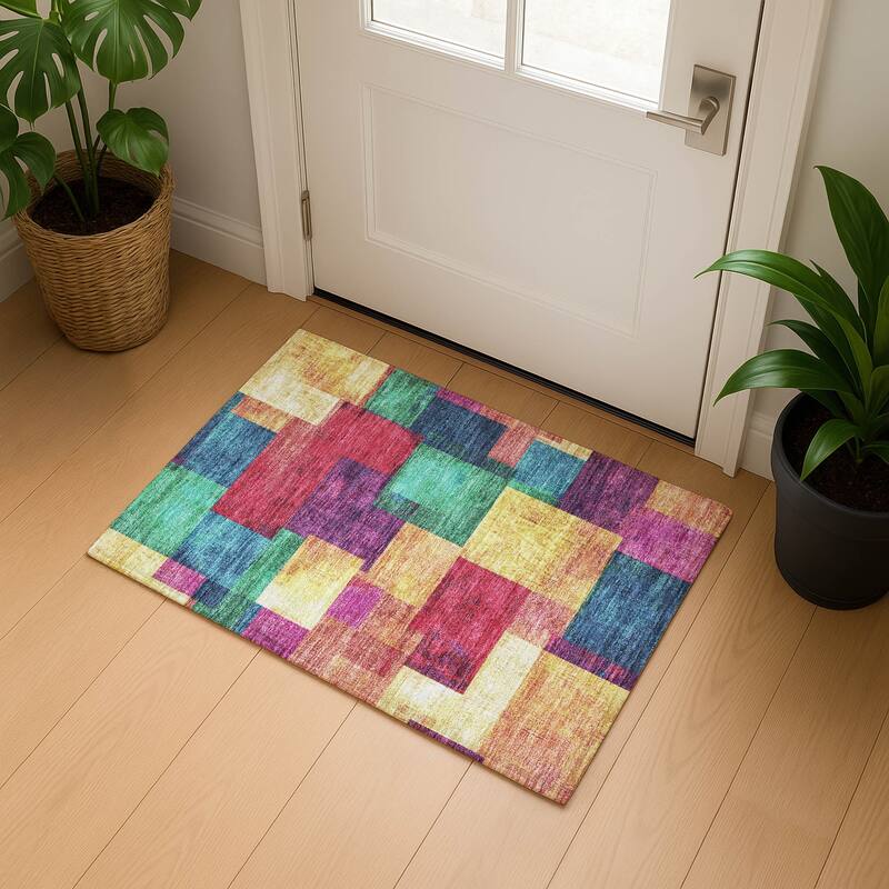 Premium Washable Super Soft Contemporary Kittle Mayfield Rug - Gold - 1'8" x 2'6"