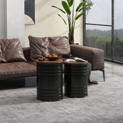 Nesting Coffee Tables Set of 2 with Lids, Hidden Space