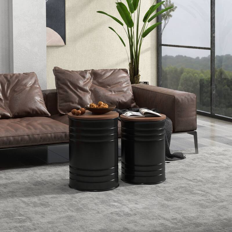 Nesting Storage Ottomans Set of 2 with Lids