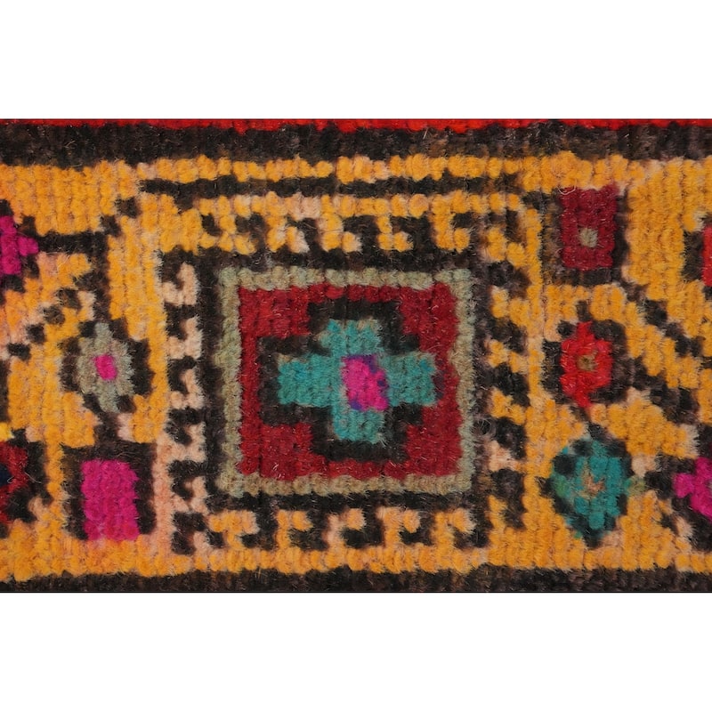 Hand Knotted Oriental 100% Wool Carpet Traditional Tribal Red Ardebil Runner Rug - 10' 6'' X 4' 5''